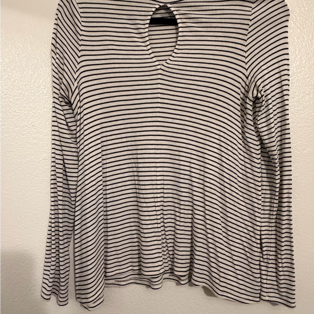 American Eagle Outfitters Black and White Striped Long Sleeve Top